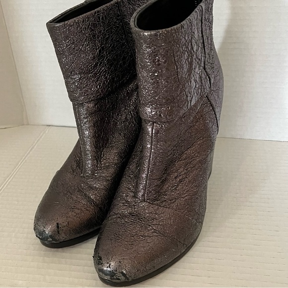 Rag & Bone Women’s Newbury Gunmetal Crinkle Leather Black Ankle Bootie 6.5 - Picture 15 of 15